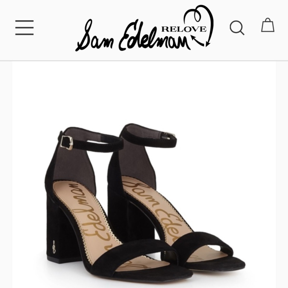 Sam Edelman Daniella Sandal Black Suede with gold colored accents size 7.5 EUC